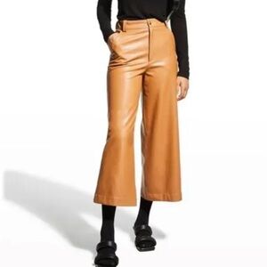 A.L.C. Brown ‘Wiles’ Wide Leg Faux Leather Cropped Pants Size 0/XS $375